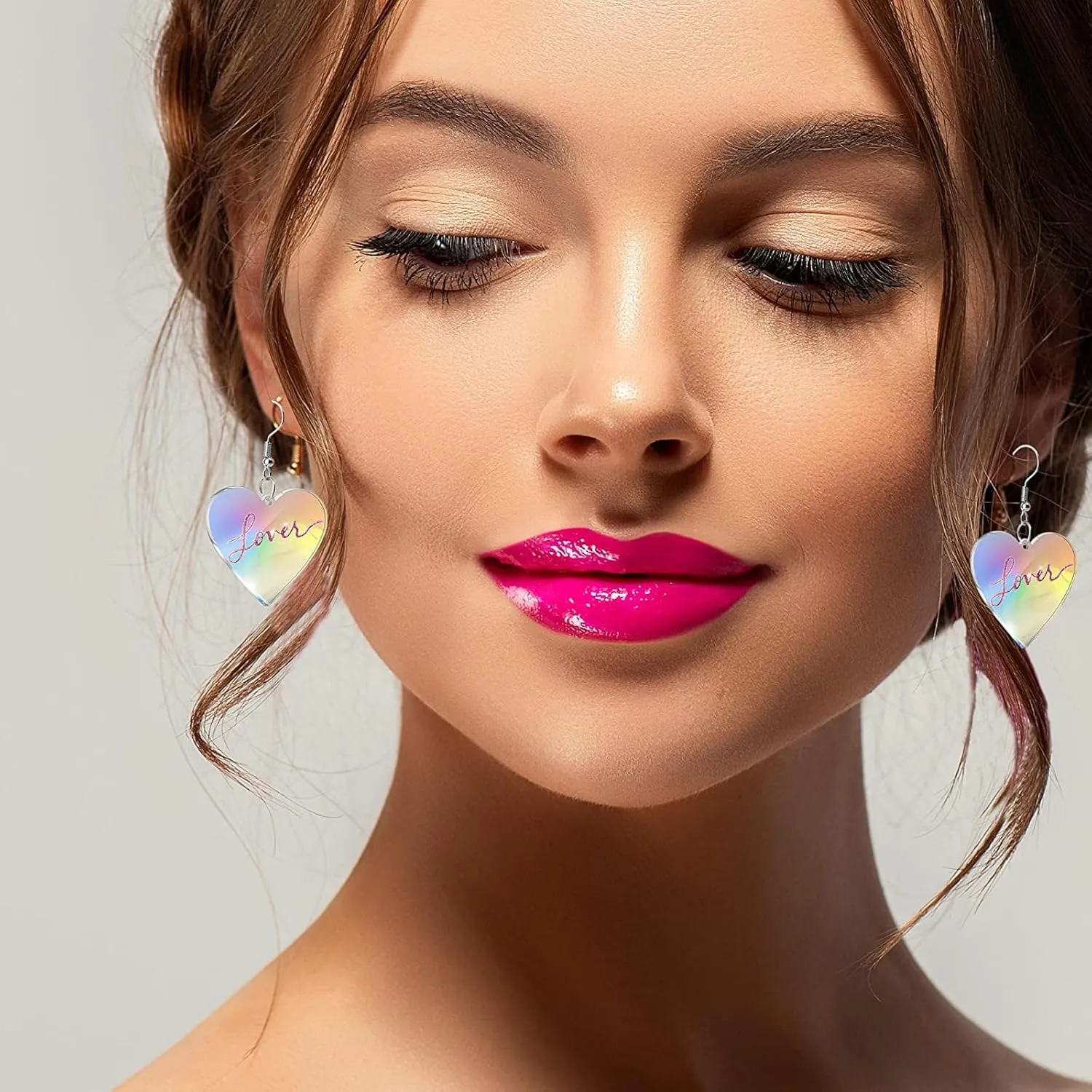 Pink Heart Earrings Taylor Lover Dangle Earrings - Acrylic Shaped Concert Gifts for Women