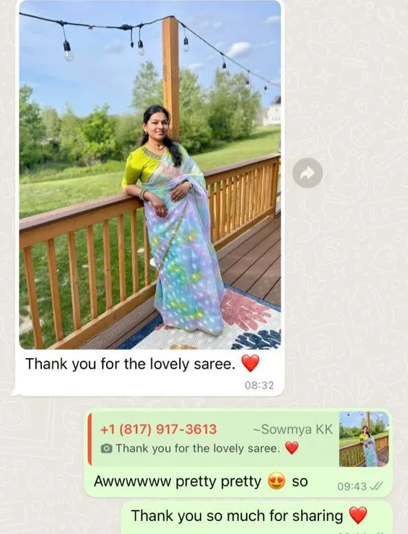 Pink rainbow saree with hand work blouse