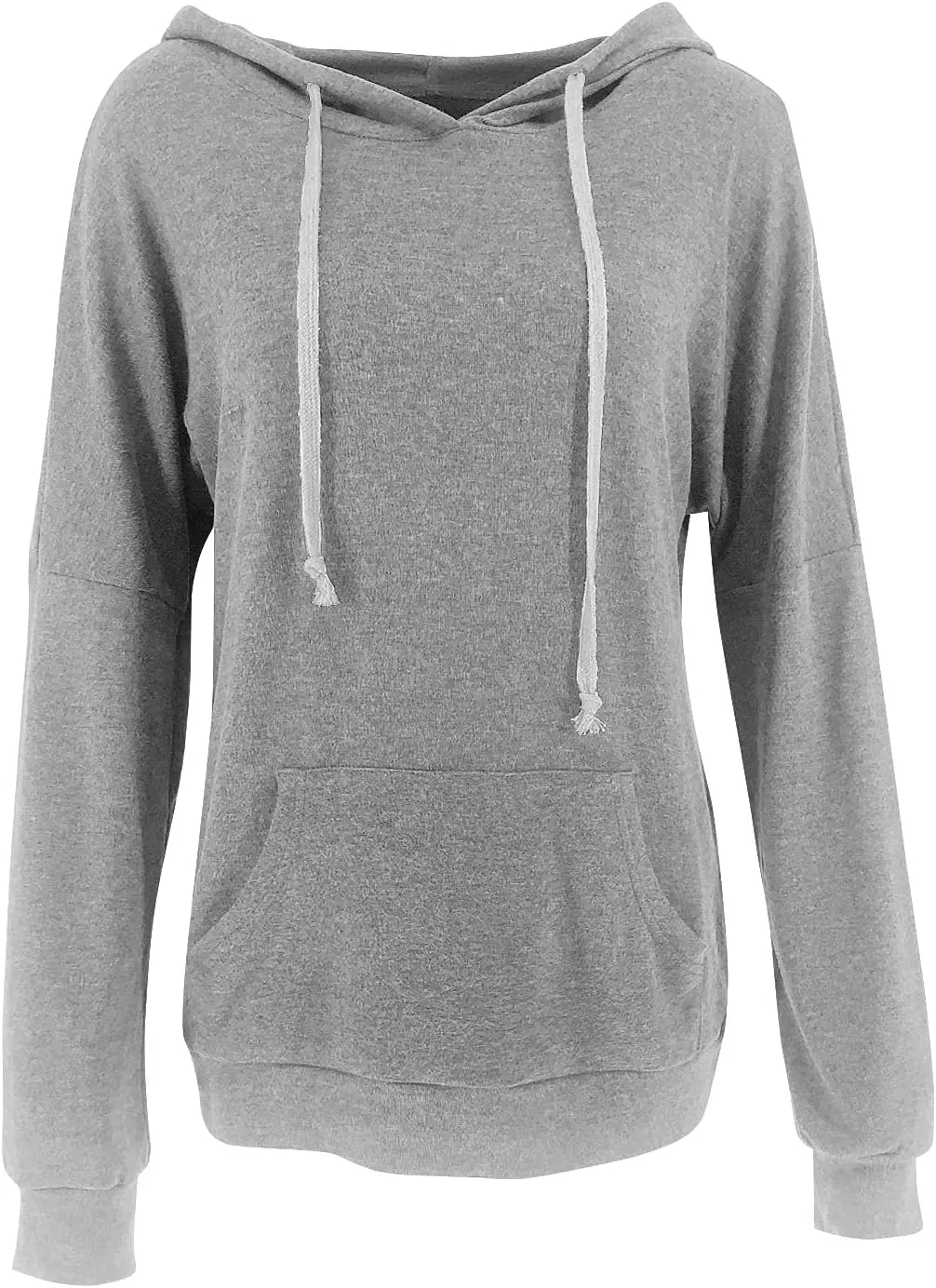 PRETTODAY Women's Casual Lightweight Hoodies Long Sleeve White Drawstring Sweatshirts Loose Pullovers with Pocket