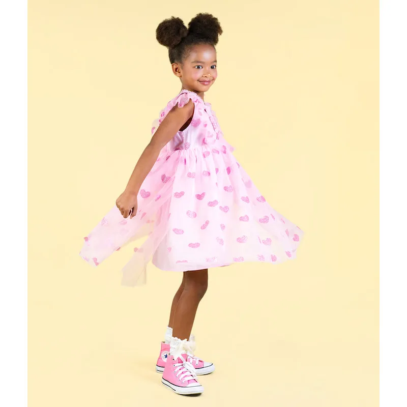 Rock Your Kid Pink Glitter Heart Tulle Dress
