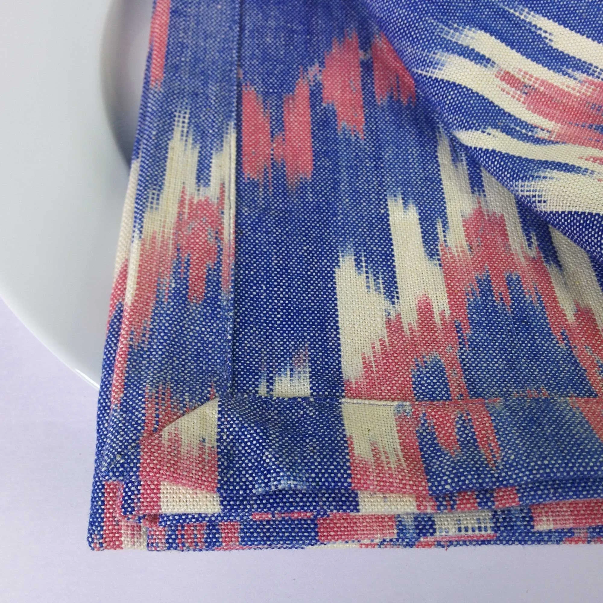 Set Of Two Cotton Napkins - Blue   Pink Ikat