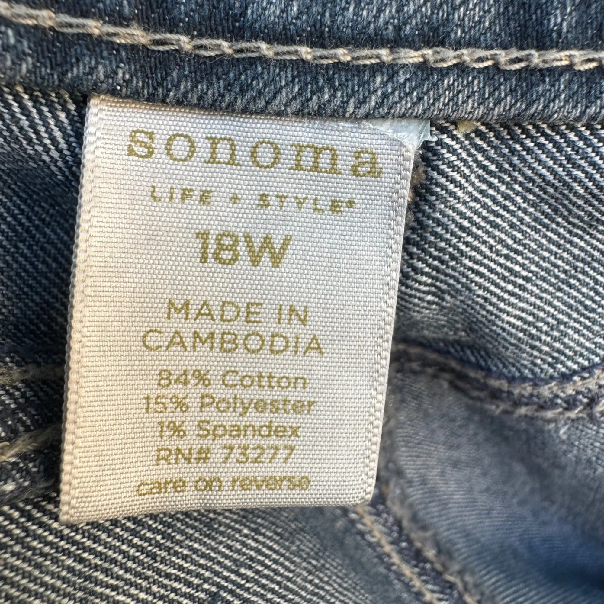 Sonoma Life   Style Modern Fit Denim Capris Pockets & Button Accents - New - 18W