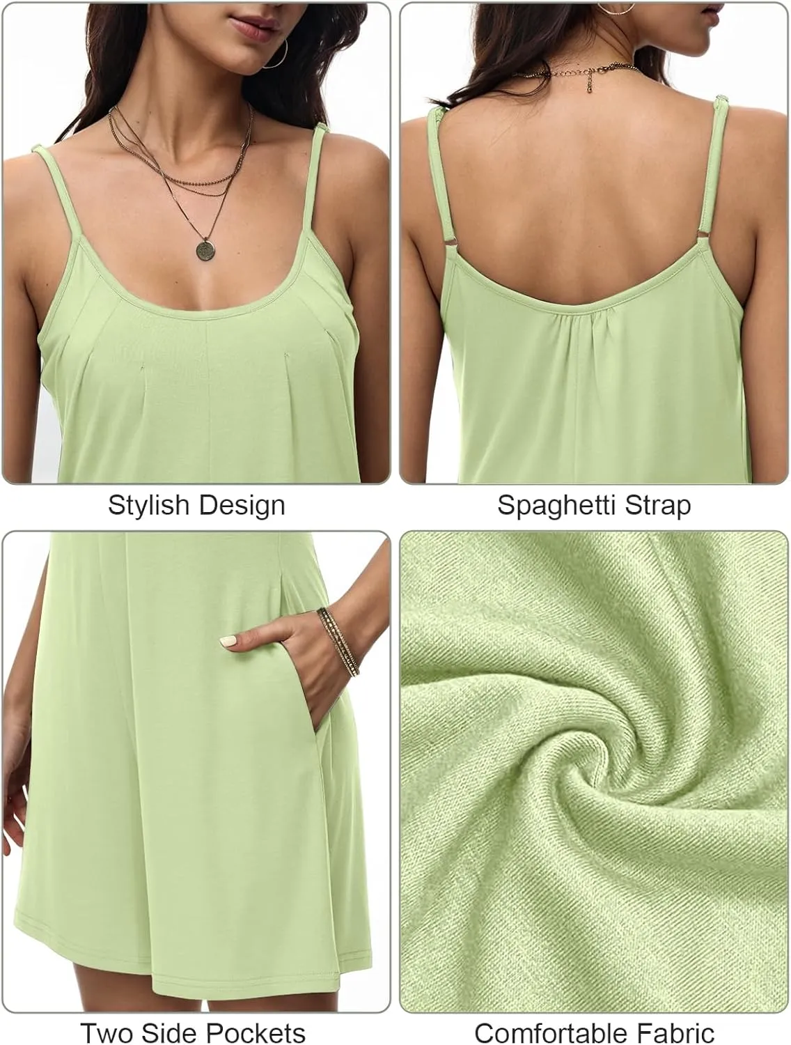 Tanou Summer Casual Rompers For Women 2025 Loose Comfy Short Jumpsuits Sleeveless One Piece Beach Jumpers With Pockets