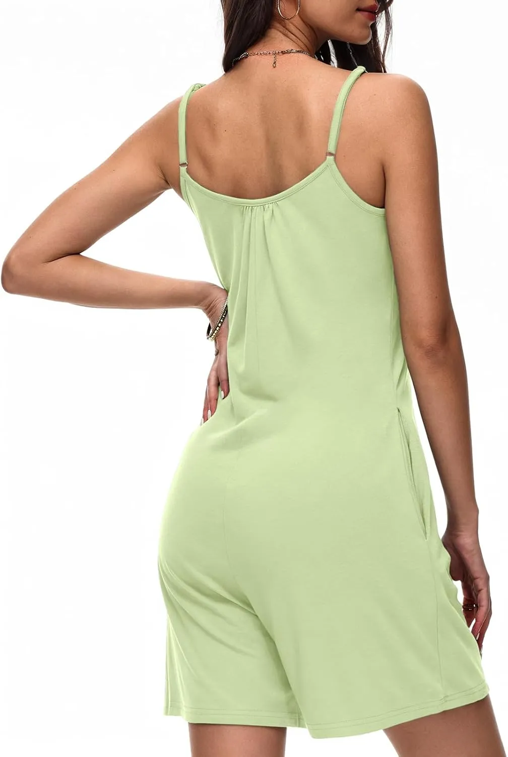 Tanou Summer Casual Rompers For Women 2025 Loose Comfy Short Jumpsuits Sleeveless One Piece Beach Jumpers With Pockets