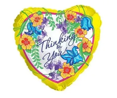 Thinking of You Floral Heart Foil Balloon