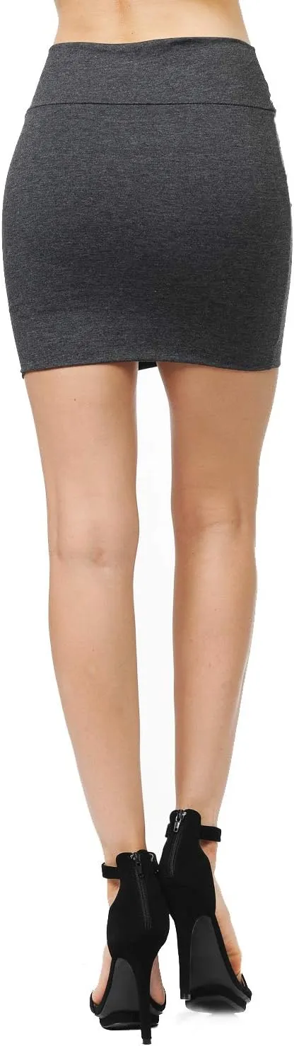 Trendy Street Basic Double-Layer Cotton Simple Stretchy Tube Pencil Mini Skirt