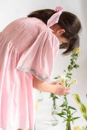 Verdant Valley- Pin Tucks Organic Cotton Dress For Girls