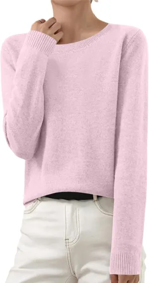 Women's Cotton Wool Base Layer Shirts Tops Casual Crewneck Long Sleeve Sweaters Travel Hiking Pullover Sweater