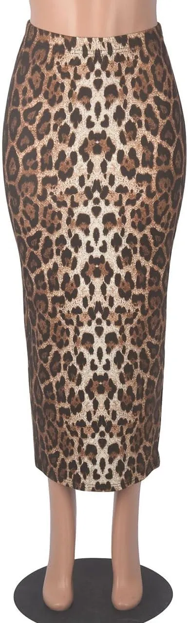 Womens Mini Skorts Casual Y2k Mid-Waisted Print Skirt Pencil Leopard Print Bodycon Skirts with Shorts
