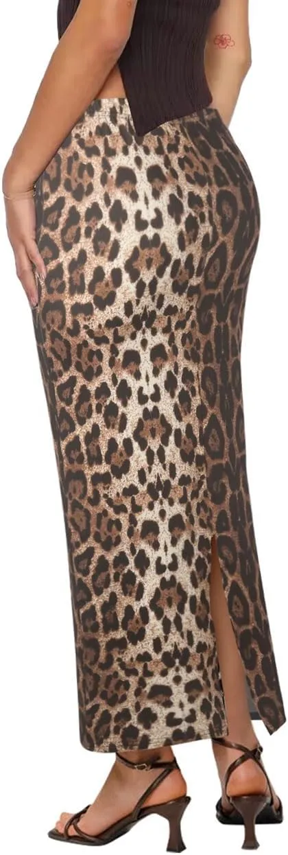 Womens Mini Skorts Casual Y2k Mid-Waisted Print Skirt Pencil Leopard Print Bodycon Skirts with Shorts