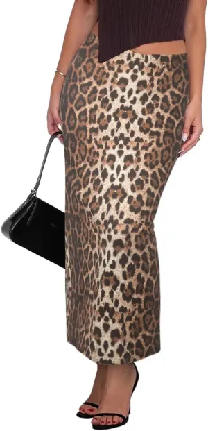 Womens Mini Skorts Casual Y2k Mid-Waisted Print Skirt Pencil Leopard Print Bodycon Skirts with Shorts