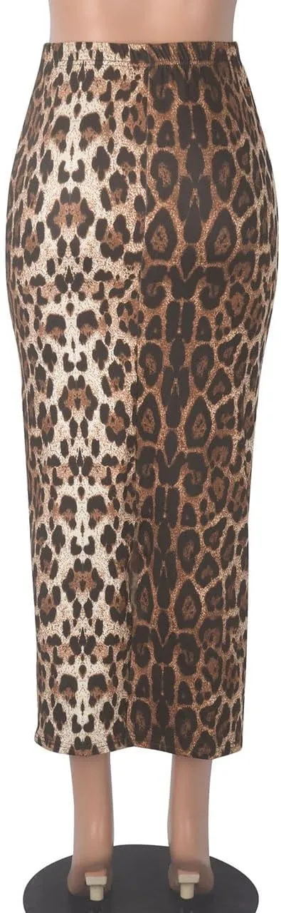 Womens Mini Skorts Casual Y2k Mid-Waisted Print Skirt Pencil Leopard Print Bodycon Skirts with Shorts
