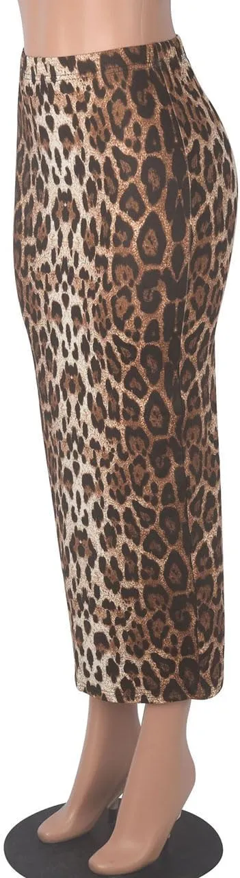Womens Mini Skorts Casual Y2k Mid-Waisted Print Skirt Pencil Leopard Print Bodycon Skirts with Shorts