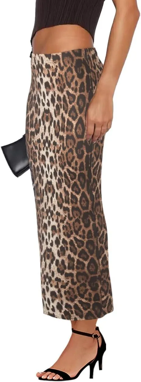 Womens Mini Skorts Casual Y2k Mid-Waisted Print Skirt Pencil Leopard Print Bodycon Skirts with Shorts